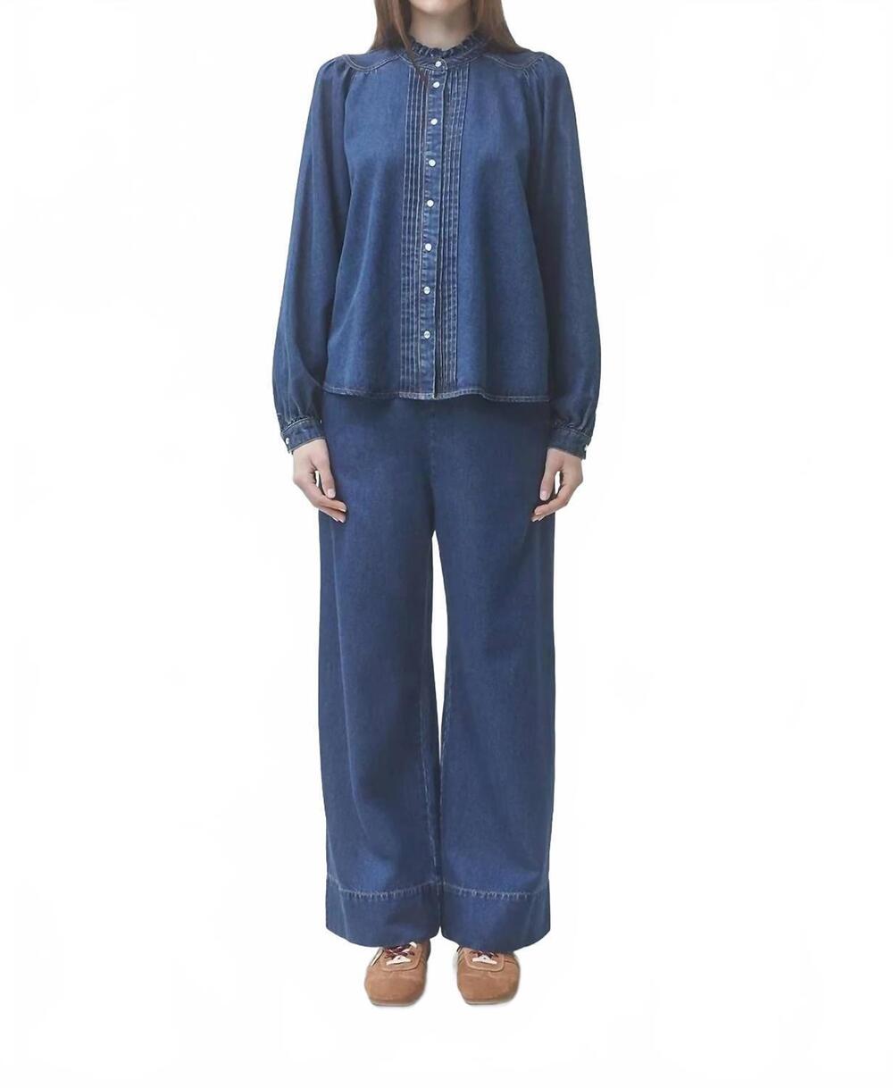 NEW SUNCOO lizzy denim top in bleu jeans